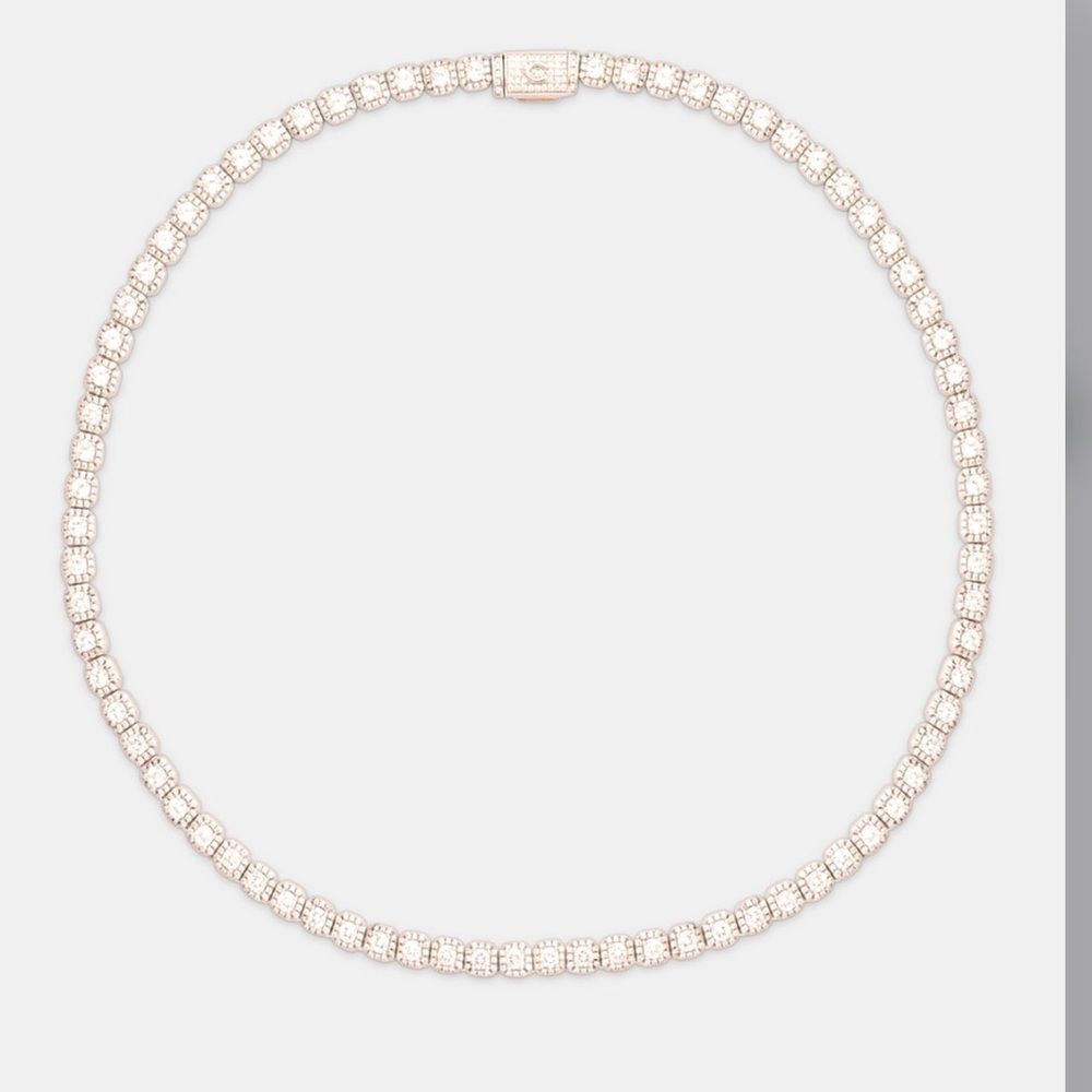 CERNUCCI 7MM CLUSTERED TENNIS CHAIN - WHITE GOLD 20” NWT IN PACKAGING